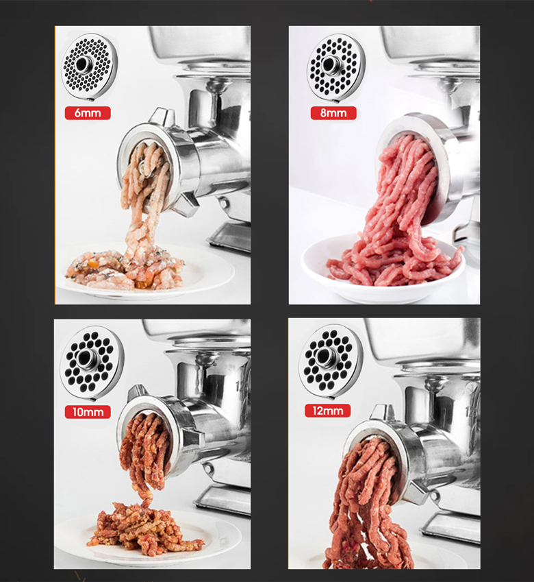 Trang bị 4 mặt sàng đùn thịt kích cỡ 6-8-10-12mm Trang bị 4 mặt sàng đùn thịt kích cỡ 6-8-10-12mm