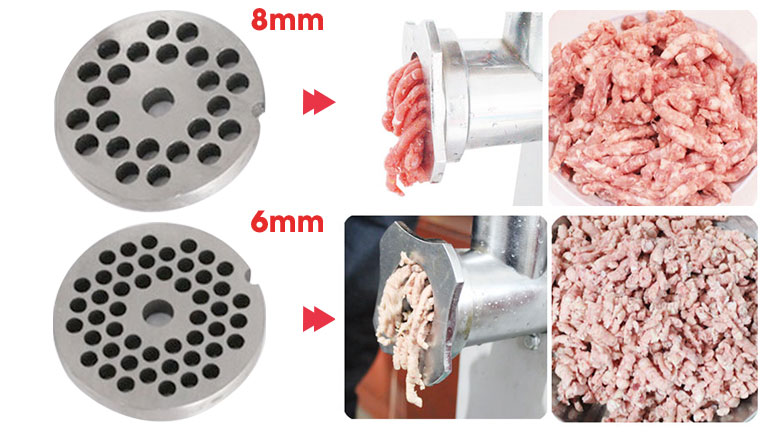 Đi kèm máy là 2 mặt sàng kích cỡ 6mm và 8mm