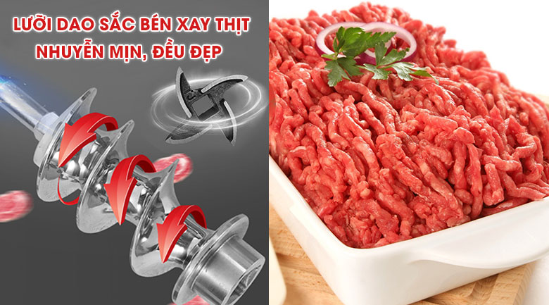 Bộ dao cứng cáp, sắc bén, xay nhuyễn thịt chỉ trong vài giây