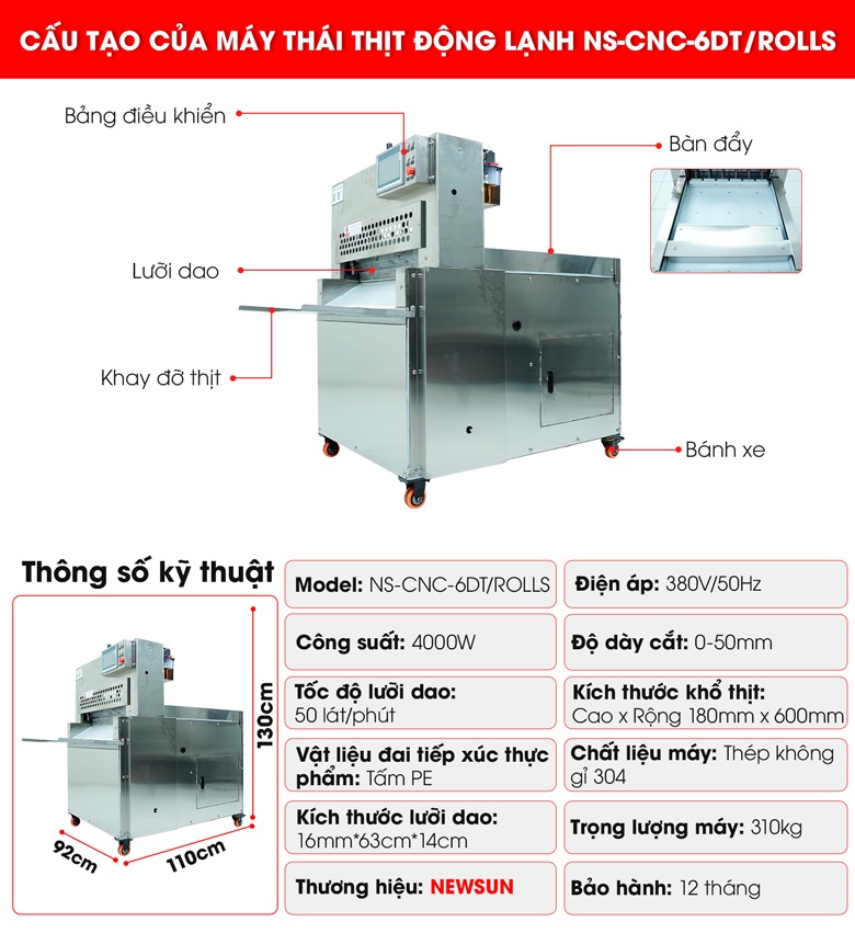 Cấu tạo cắt thịt đông lạnh cao cấp CNC-6DT/ROLLS